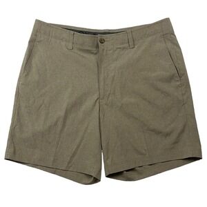 PRO TOUR Beige/Sand Khaki Flat Front Shorts Polyester Spandex Stretch Golf Sz 36